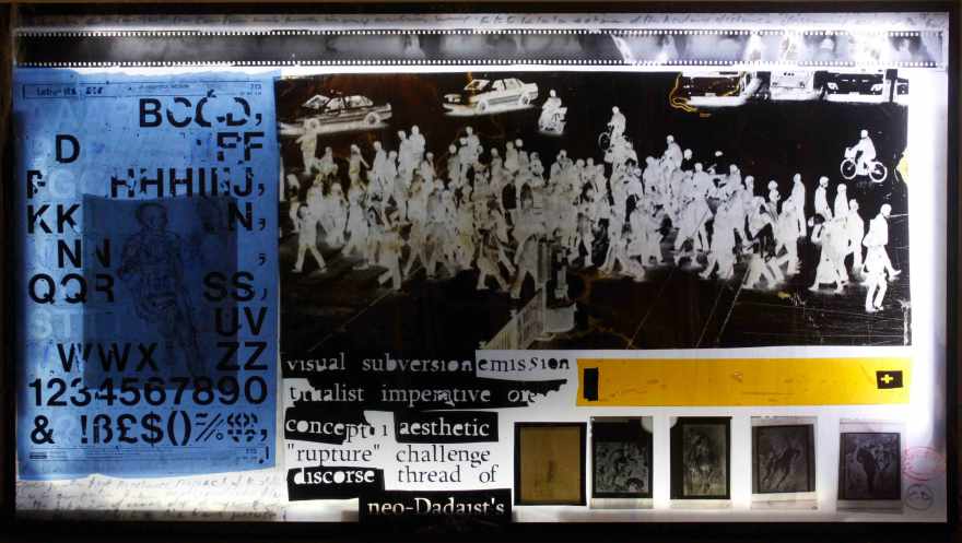 visual subversion 90x50cm mixed media in light box